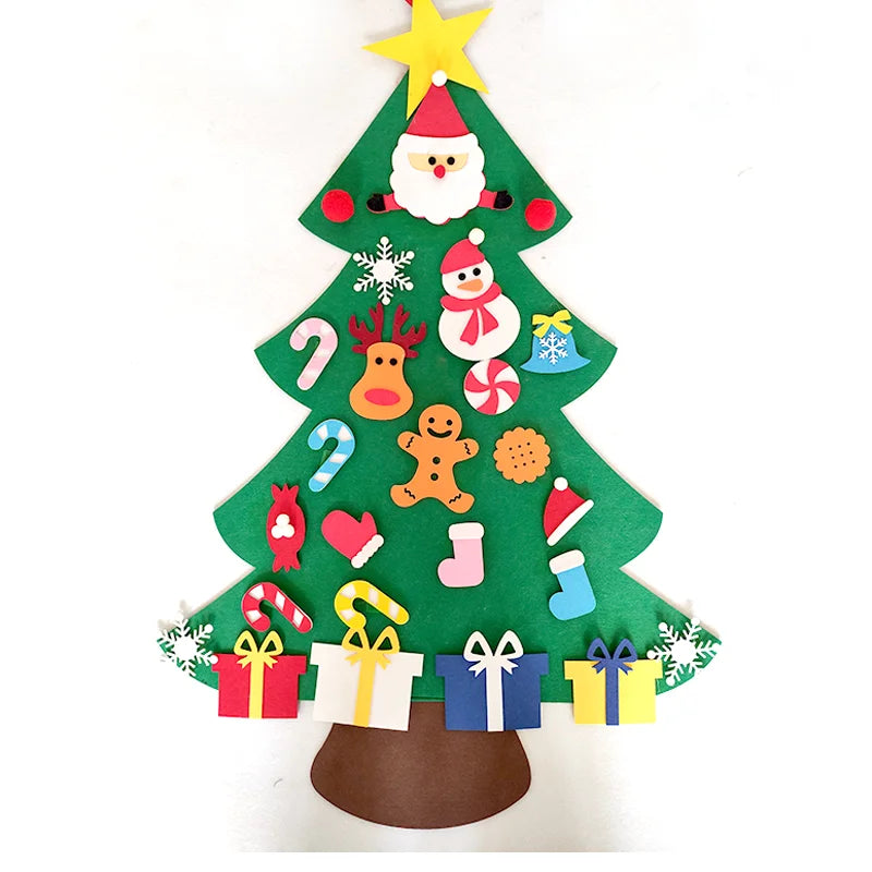 DIY Felt Christmas Tree Christmas Decoration for Home Navidad 2022 New Year Christmas Ornaments Santa Claus Xmas Kids Gifts