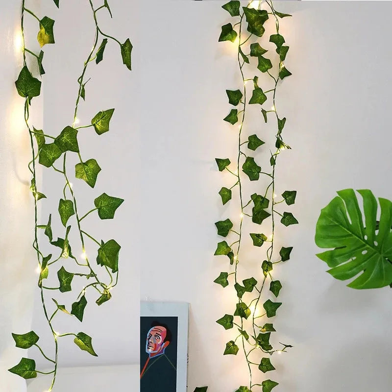 Flower Green Leaf String Lights Artificial Vine Fairy Lights Battery Powered Christmas Tree Garland Light for Weeding Home Decor