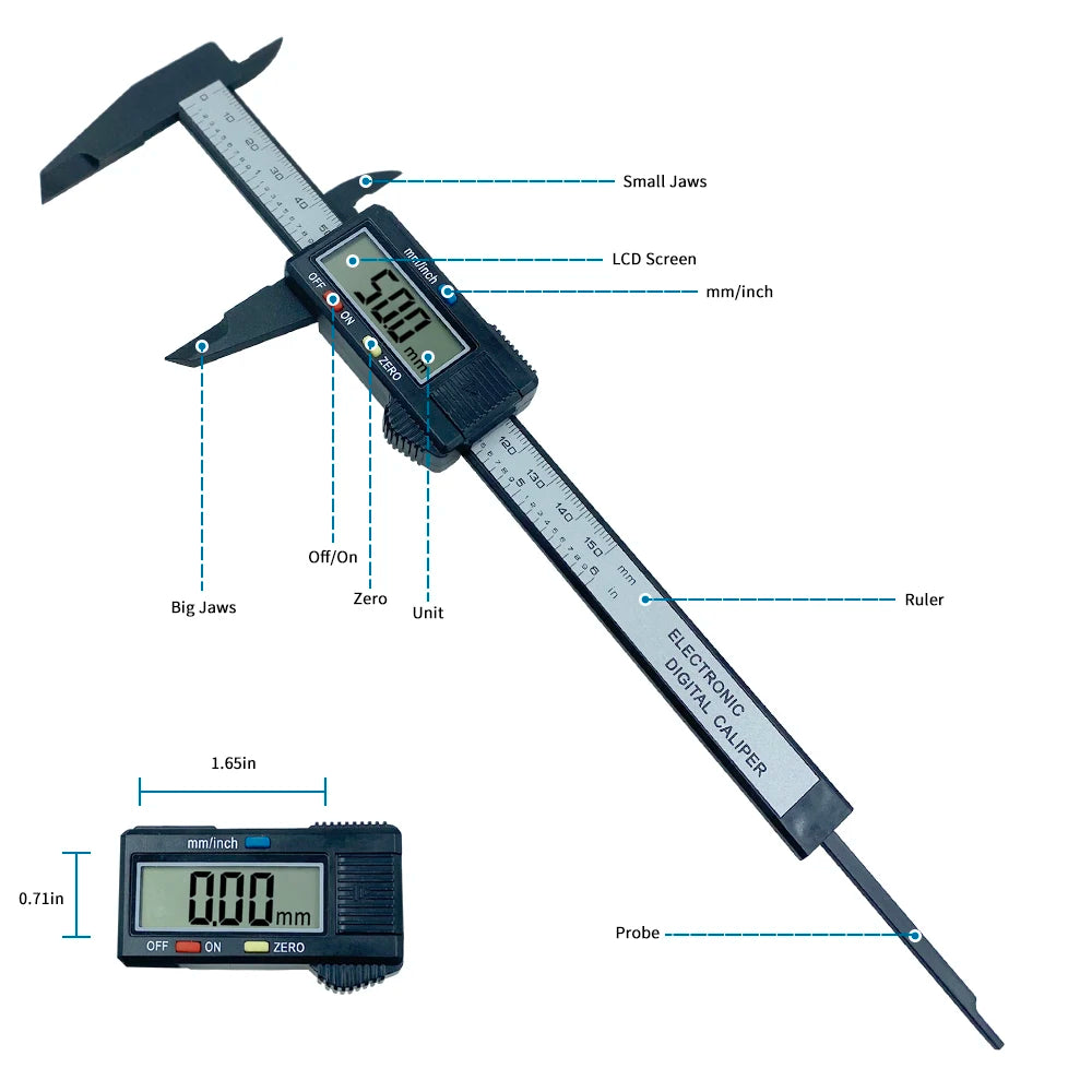 150mm 100mm Electronic Digital Caliper Carbon Fiber Dial Vernier Caliper Gauge Micrometer Measuring Tool Digital Ruler