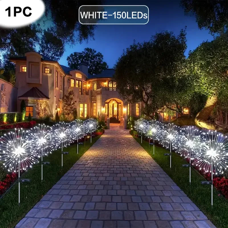 NEW 200LEDs Solar Fireworks Lights Outdoor Waterproof Solar Garden Lights 8 Lighting Modes With Remote Control Decorations Light