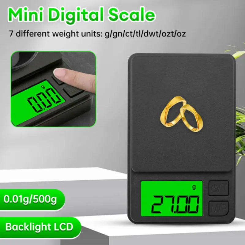 Precision Pocket Scale 1000g X 0.1g - Digital Gram, Food, Jewelry, Ounces/Grains Scale with Backlit LCD - Mini Scale for Travel