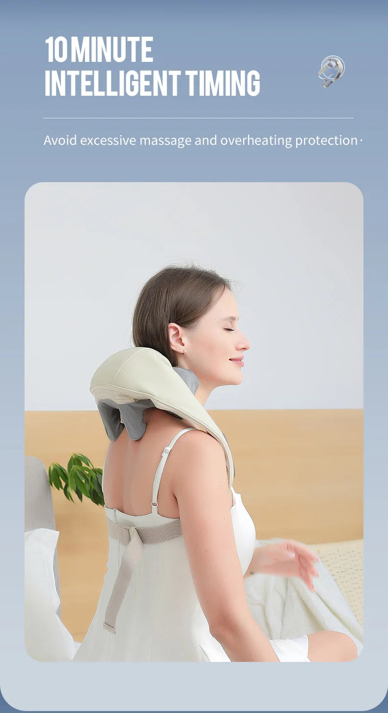 Foreverlily Wireless Neck And Back Massager Neck And Shoulder Kneading Massage Shawl Neck Cervical Relaxing Trapezius Massager