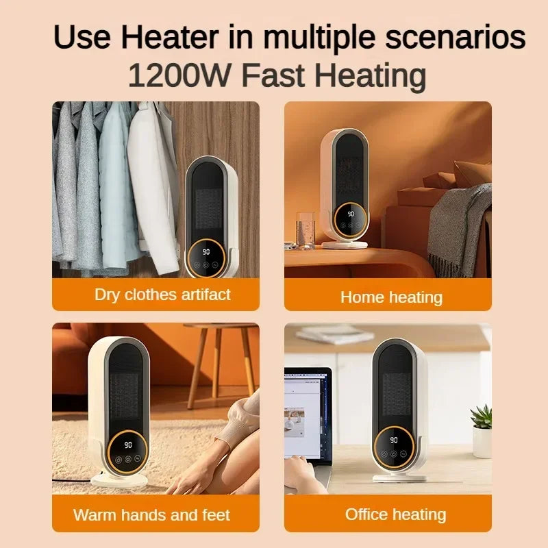 1200W Touch Screen Space Heater Portable Electric Heater Electric Portable Warmer Home Heater with Remote Control and Timing