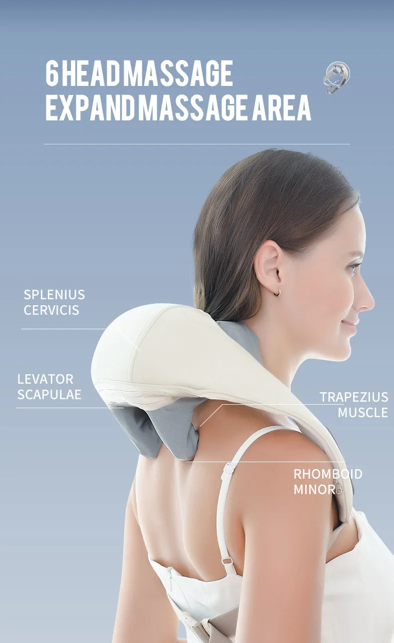 Foreverlily Wireless Neck And Back Massager Neck And Shoulder Kneading Massage Shawl Neck Cervical Relaxing Trapezius Massager