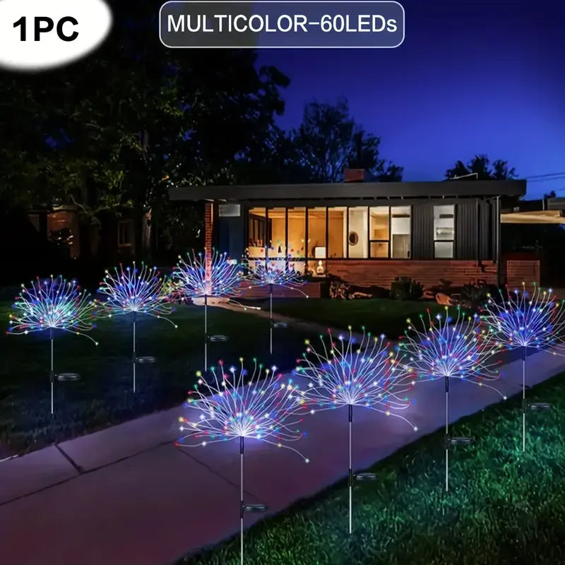 NEW 200LEDs Solar Fireworks Lights Outdoor Waterproof Solar Garden Lights 8 Lighting Modes With Remote Control Decorations Light