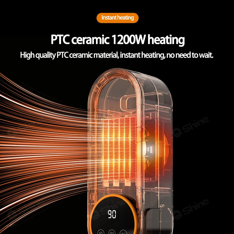 1200W Touch Screen Space Heater Portable Electric Heater Electric Portable Warmer Home Heater with Remote Control and Timing