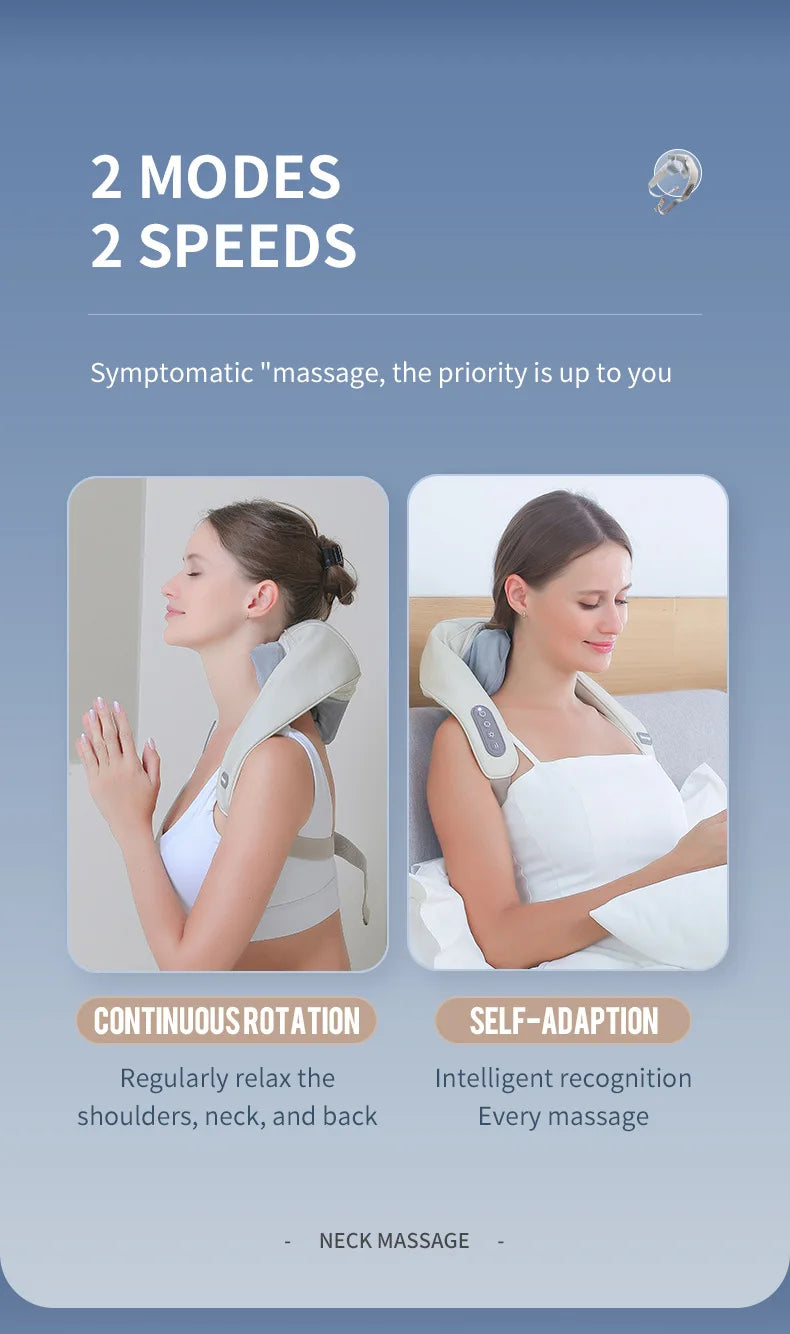 Foreverlily Wireless Neck And Back Massager Neck And Shoulder Kneading Massage Shawl Neck Cervical Relaxing Trapezius Massager